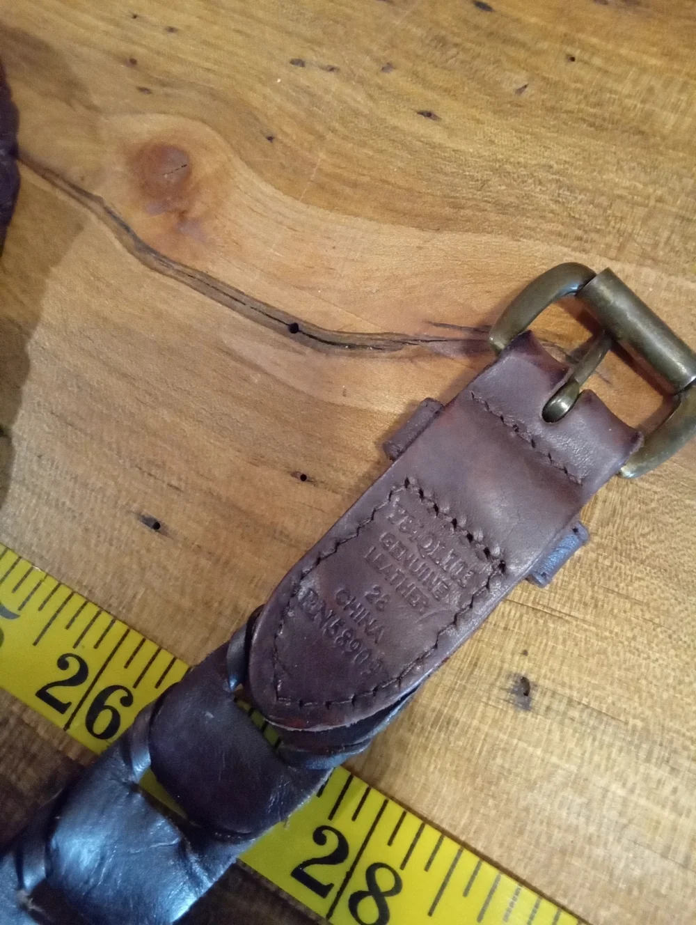 Vintage Woven Braided Chain Link Leather Belt - Brown 30